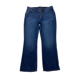 J Crew Factory Mid Rise Flare Crop Jeans Button Fly Size 34 Tall